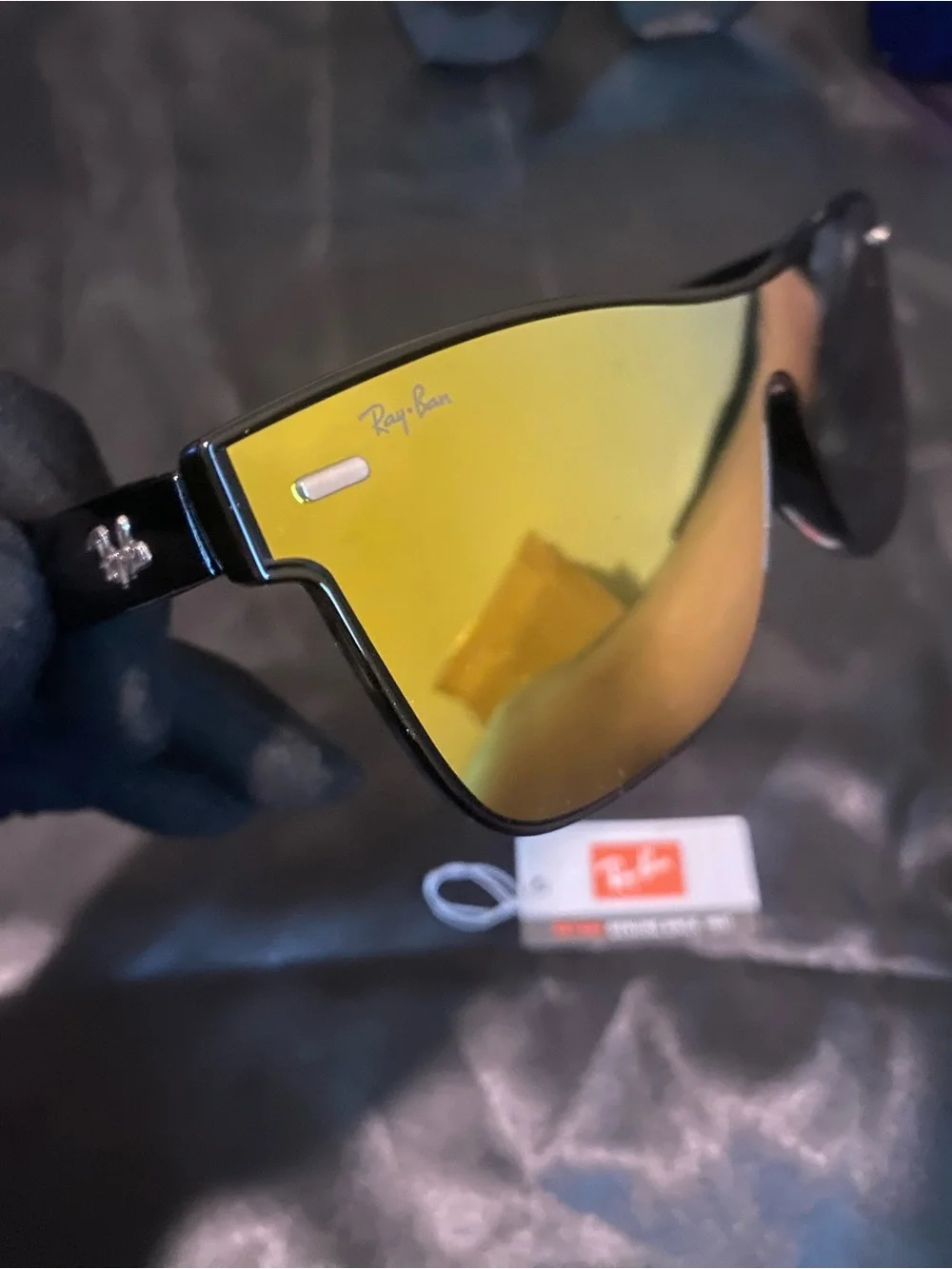 Ray-Ban Blaze Wayfarer Yellow Orange Mirror Shield Sunglasses RB4440